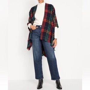 Old Navy Plaid Flannel Poncho Women's One Size